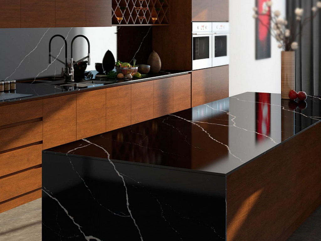 Столешницы из мрамора Nero Marquina 